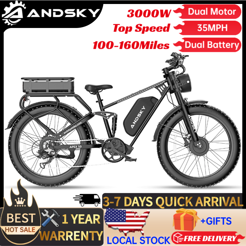 Shock Pump Suspension - Электровелосипед ANDSKY Apex50 AWD, 3000 Вт,